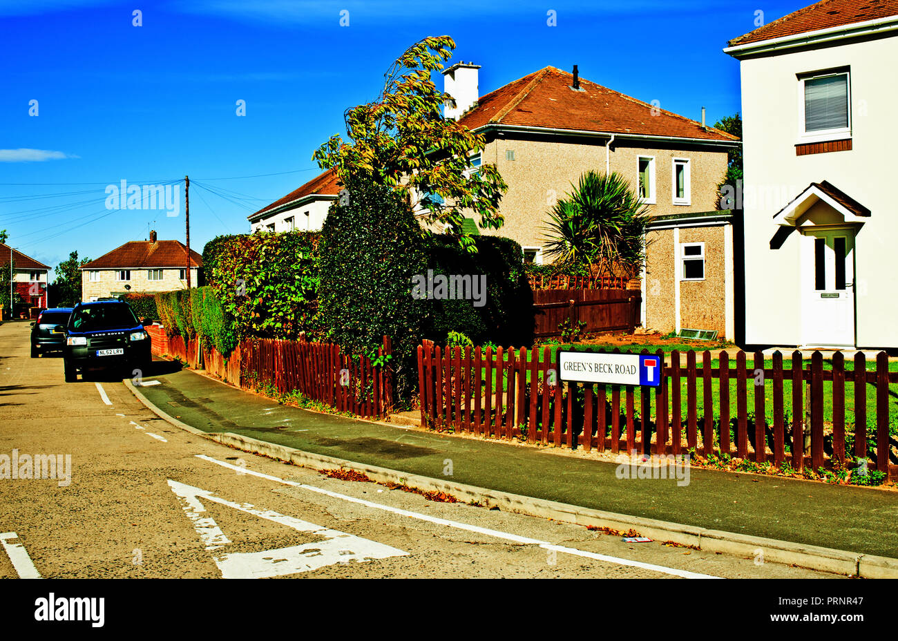 Greensbeck Road, Hartburn, Stockton on Tees, Cleveland, Inghilterra, holywood regista Ridley Scott ha vissuto in questa strada negli anni cinquanta Foto Stock