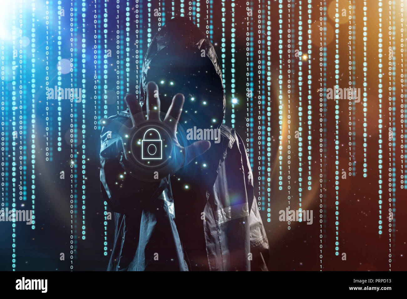 Irriconoscibile hacker ritratto, sicurezza e tecnologia il concetto di criminalità . Foto Stock