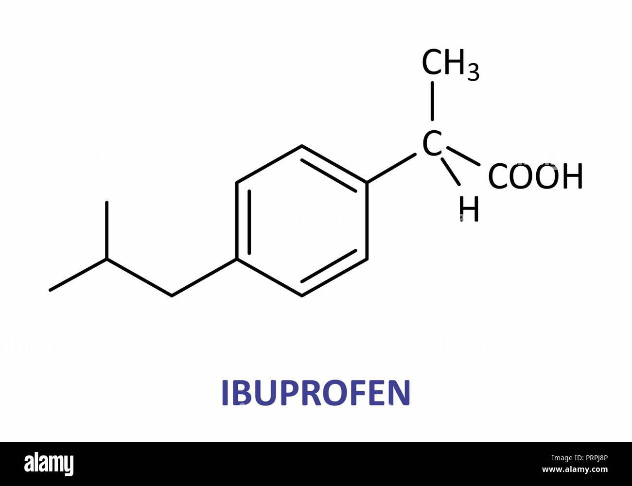 Illustrazione della formula strutturale di ibuprofen Illustrazione Vettoriale
