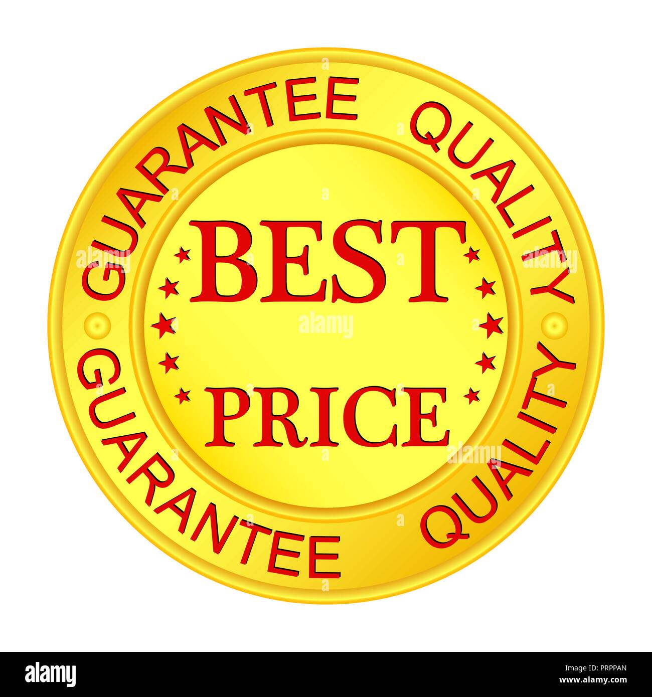 Medaglione in oro con iscrizione garantiscono qualità e miglior prezzo Illustrazione Vettoriale