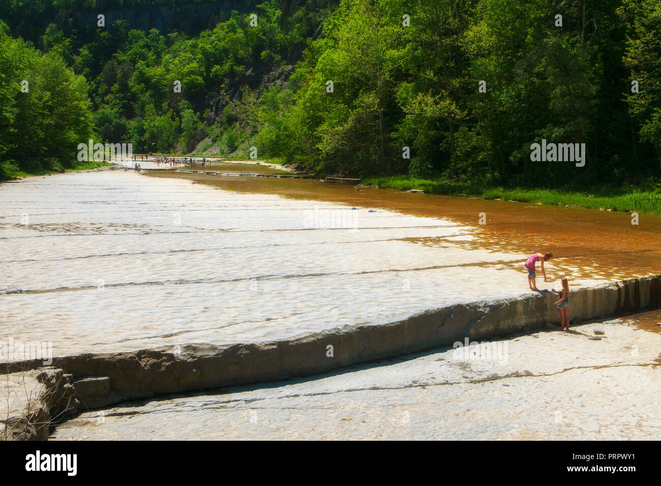 Taughannock cade parco dello Stato ha un 215-piedi (66 m) immergersi cascata che è la singola più alta caduta a cascata ad est delle Montagne Rocciose. Foto Stock