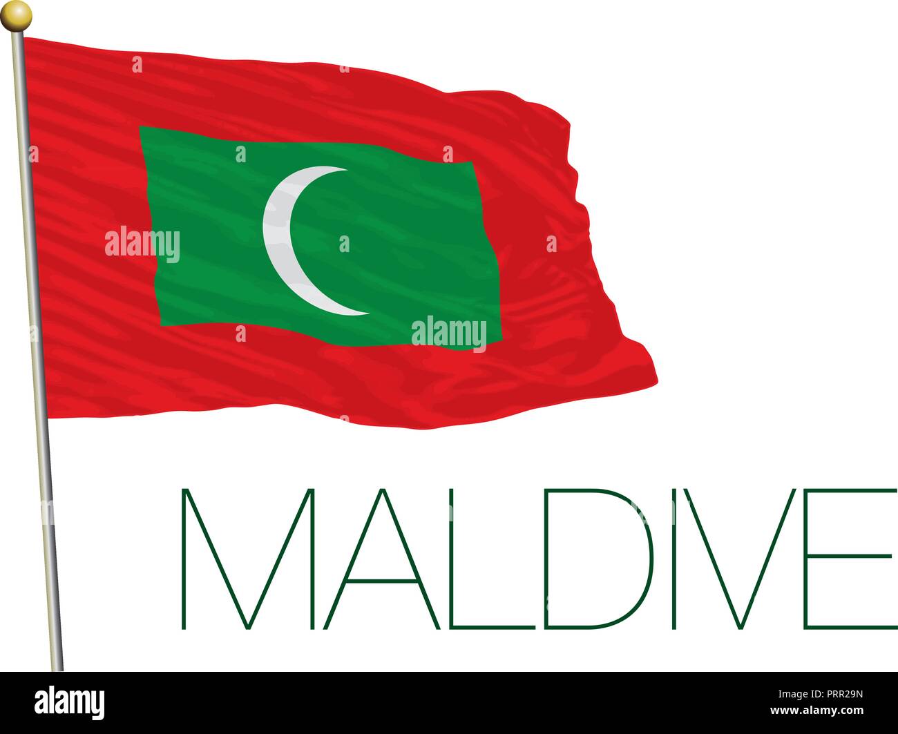 Maldive bandiera ufficiale, illustrazione vettoriale Illustrazione Vettoriale