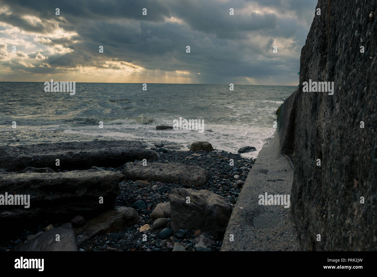 Workington shore Lake District tramonto Foto Stock
