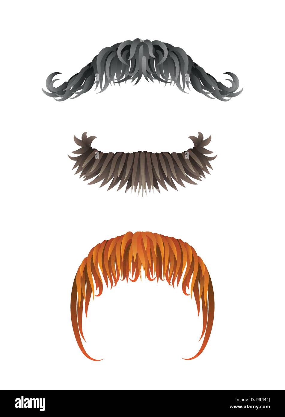 Disegnata a mano elegante mustaches. Fumetto Funny shaped baffi collezione. Cool padre s giorno elementi decorativi isolati su bianco. Illustrazione Vettoriale