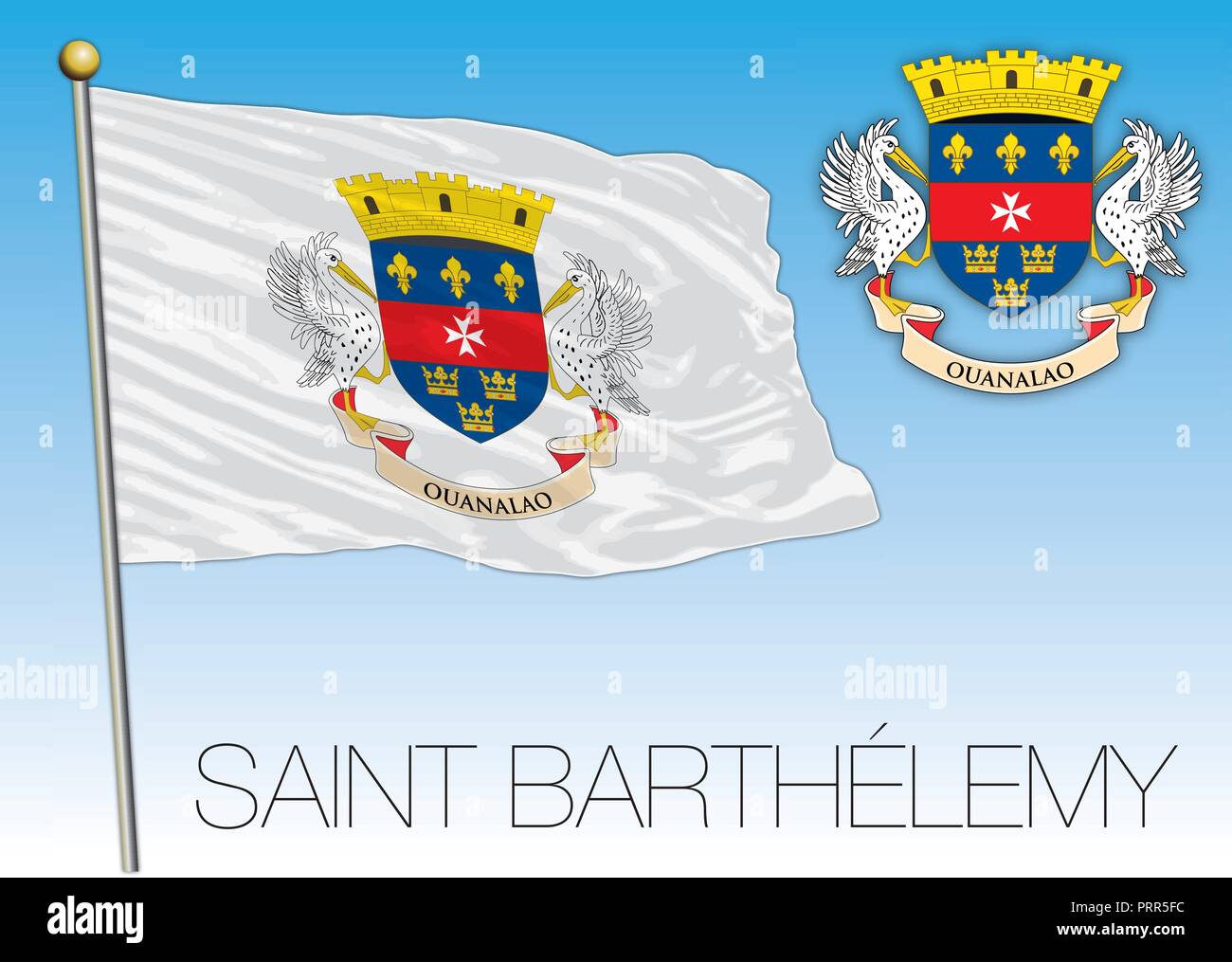 Saint Barthelemy bandiera ufficiale, illustrazione vettoriale Illustrazione Vettoriale