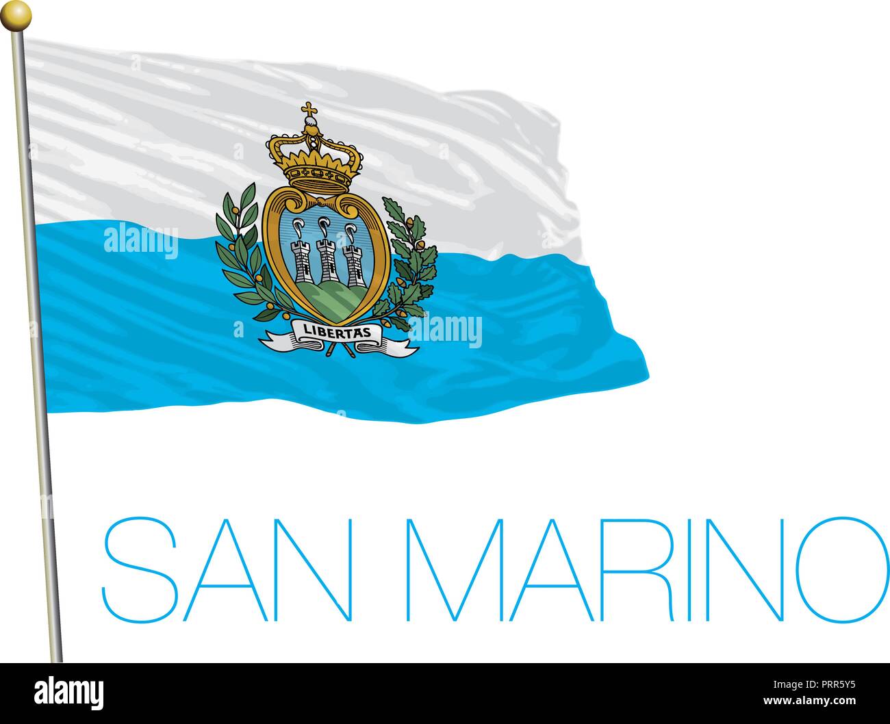 Repubblica di San Marino bandiera ufficiale, illustrazione vettoriale Illustrazione Vettoriale