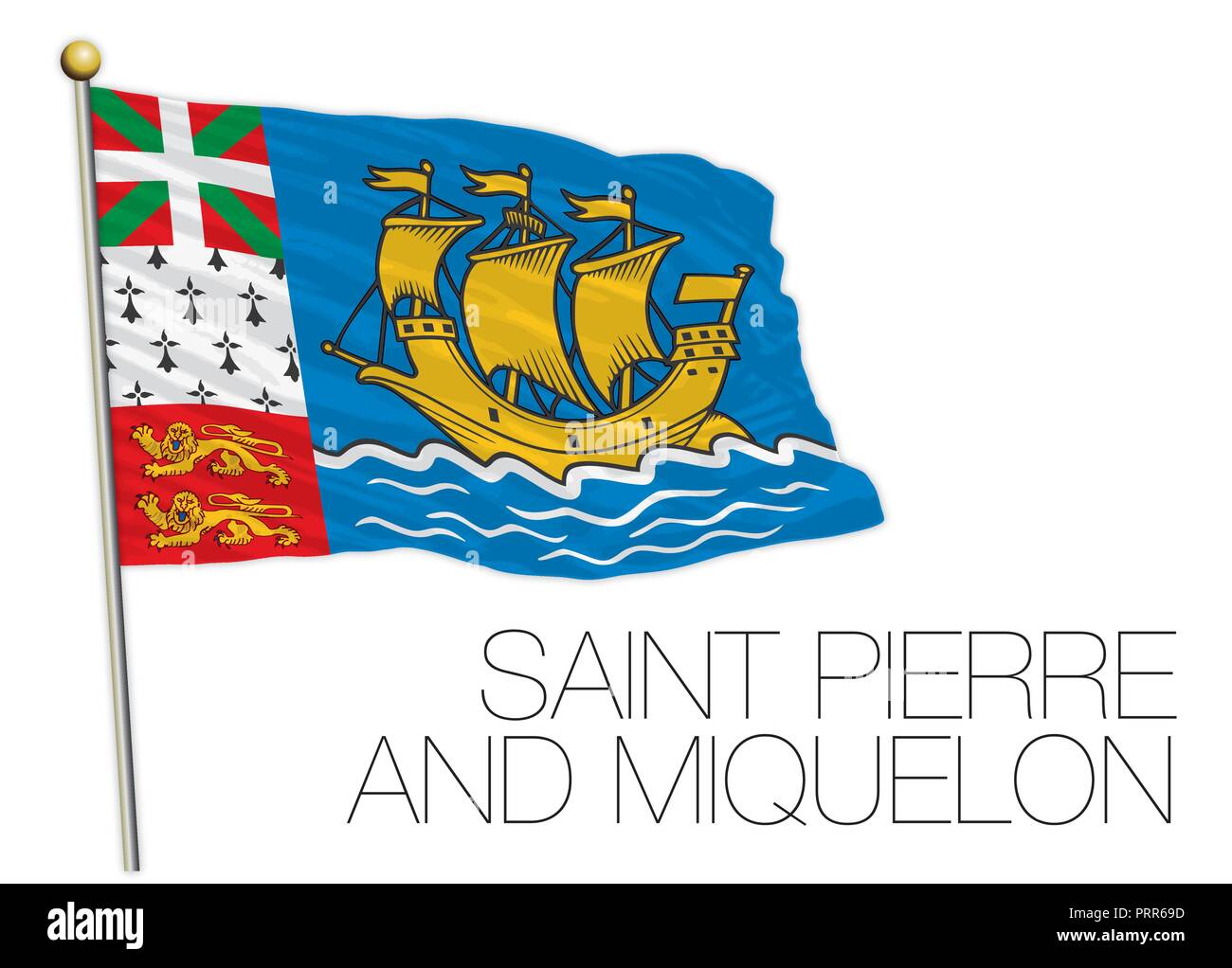 Saint Pierre e Miquelon bandiera ufficiale, illustrazione vettoriale, Francia Illustrazione Vettoriale