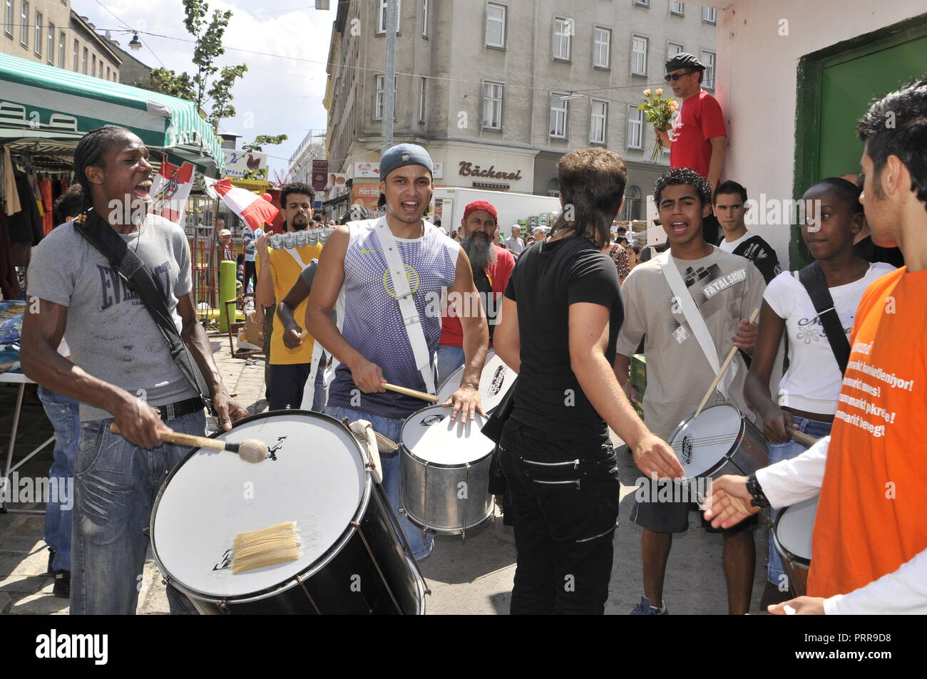 Wien Ottakring, Musikgruppe am Yppenplatz - Vienna, Music Band a Yppenplatz Foto Stock