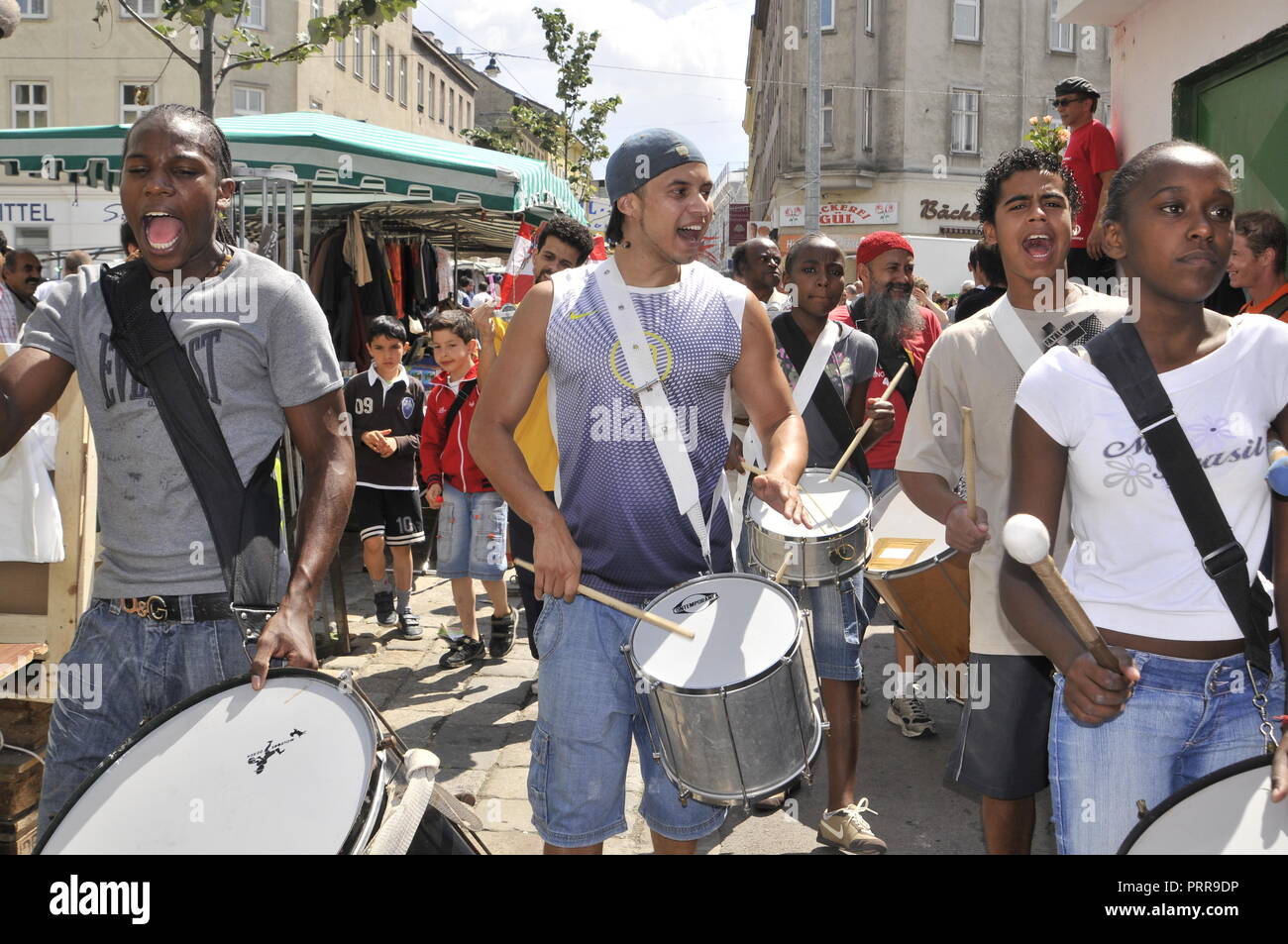 Wien Ottakring, Musikgruppe am Yppenplatz - Vienna, Music Band a Yppenplatz Foto Stock