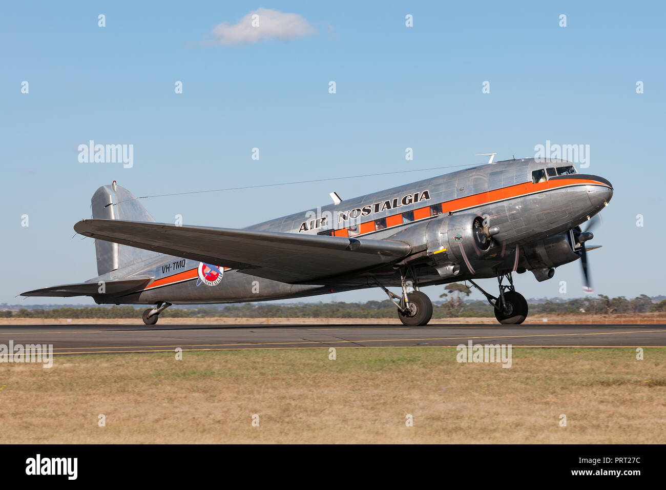 Vintage Douglas DC-3 aereo di linea VH-TMQ operati da Air Nostalgia (Shorstop jet Charters). Foto Stock