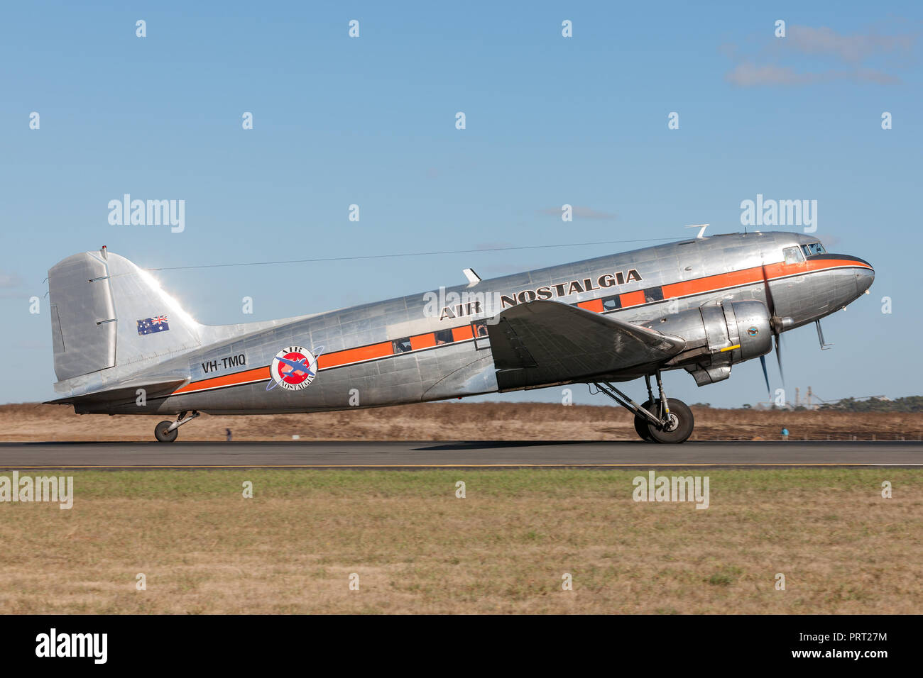 Vintage Douglas DC-3 aereo di linea VH-TMQ operati da Air Nostalgia (Shorstop jet Charters). Foto Stock