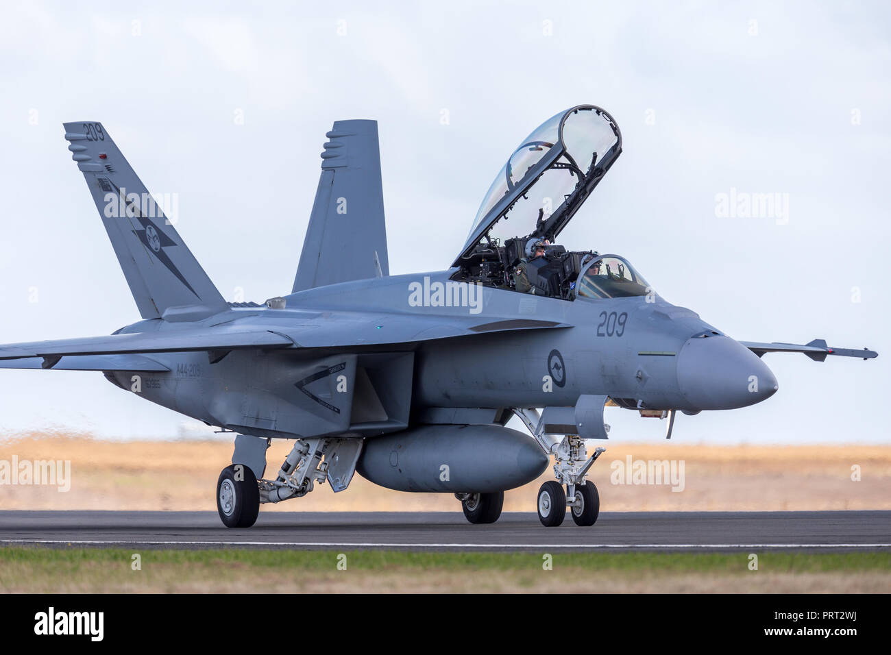 Royal Australian Air Force (RAAF) Boeing F/A-18F Super Hornet multirole fighter aircraft un44-209 basato a RAAF Amberley nel Queensland. Foto Stock