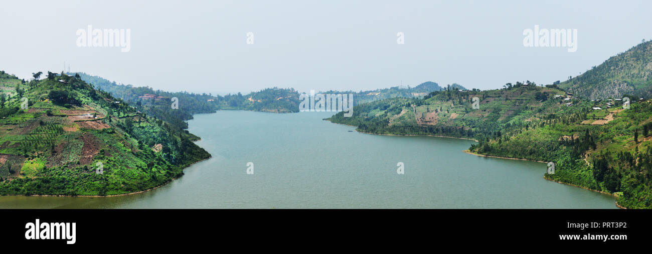 Il pittoresco Lago Kivu nel Ruanda. Foto Stock