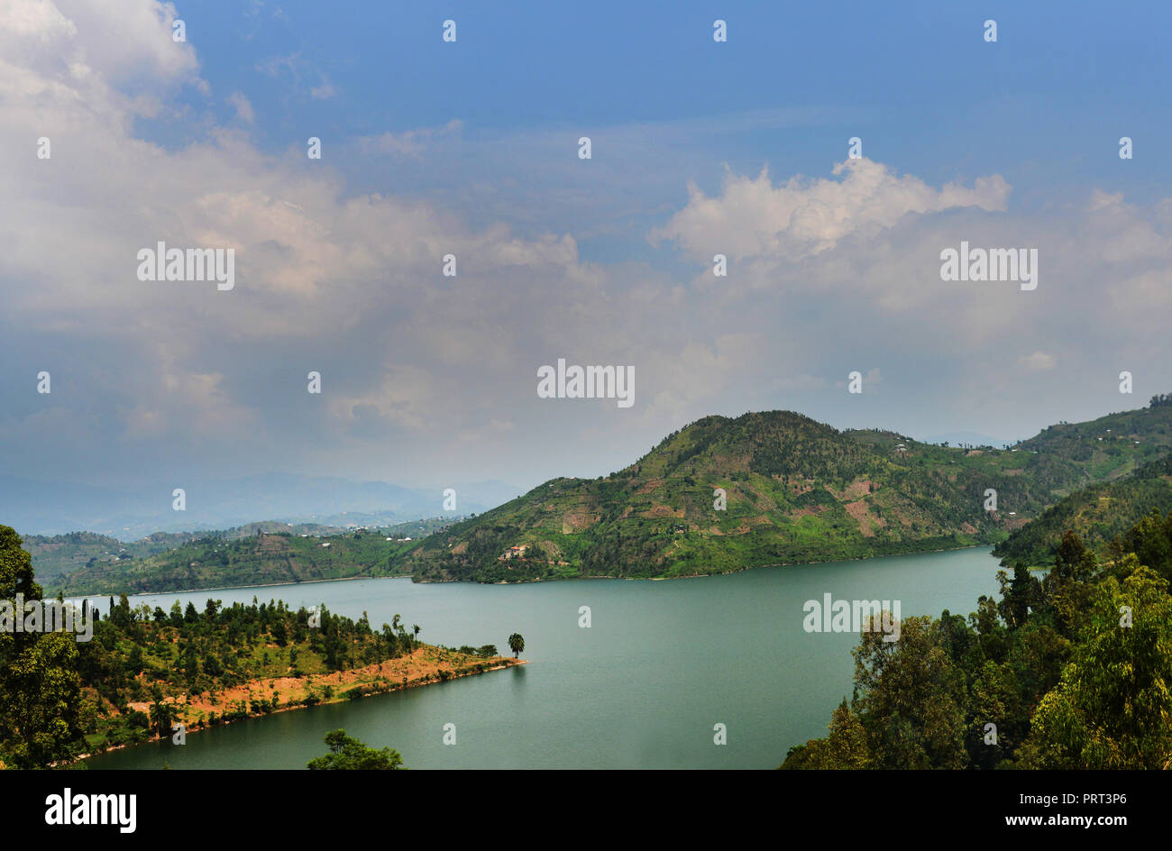 Il pittoresco Lago Kivu nel Ruanda. Foto Stock
