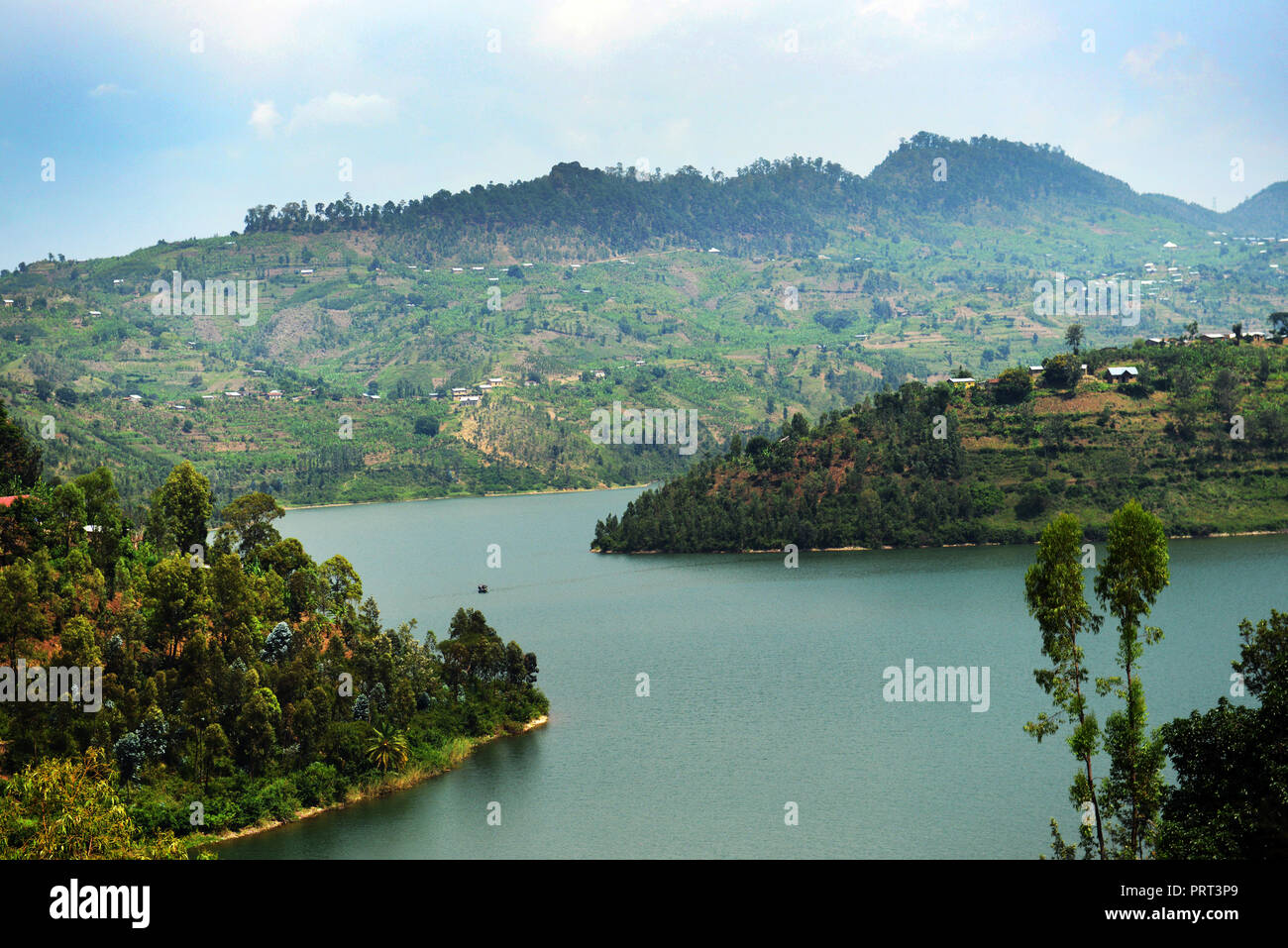 Il pittoresco Lago Kivu nel Ruanda. Foto Stock