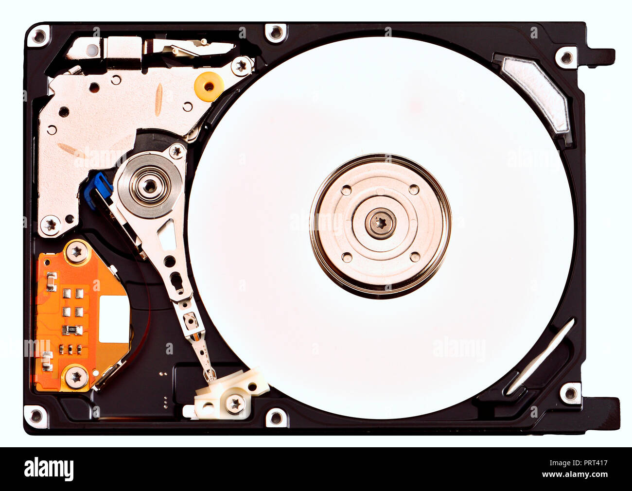 Unità disco rigido del computer con il coperchio rimosso Foto Stock