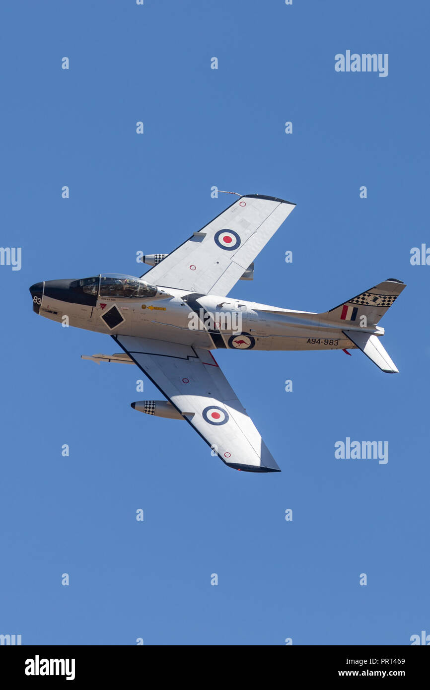 Ex Royal Australian Air Force (RAAF) Commonwealth Aircraft Corporation CA-27 Sabre aerei jet. Foto Stock