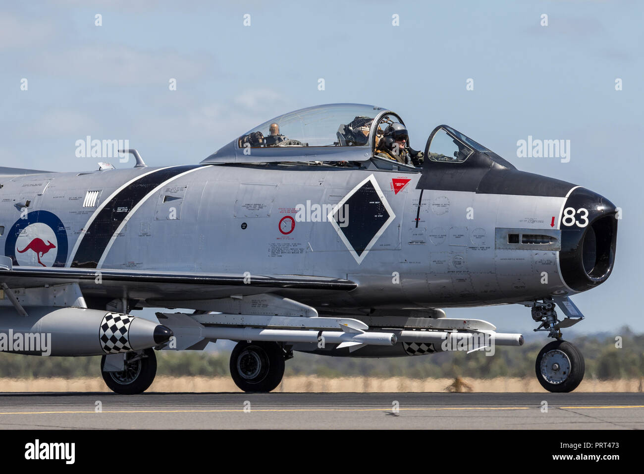 Ex Royal Australian Air Force (RAAF) Commonwealth Aircraft Corporation CA-27 Sabre aerei jet. Foto Stock