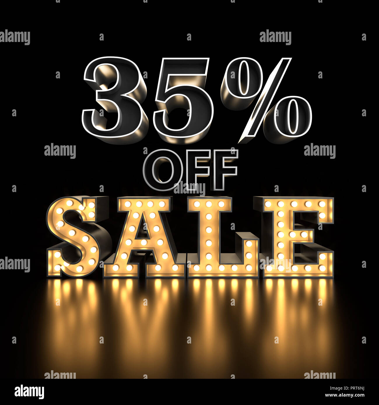 35% di sconto vendita lo sfondo del testo. 3d tipografia. Il concetto di vendita. 3D render illustrazione Foto Stock