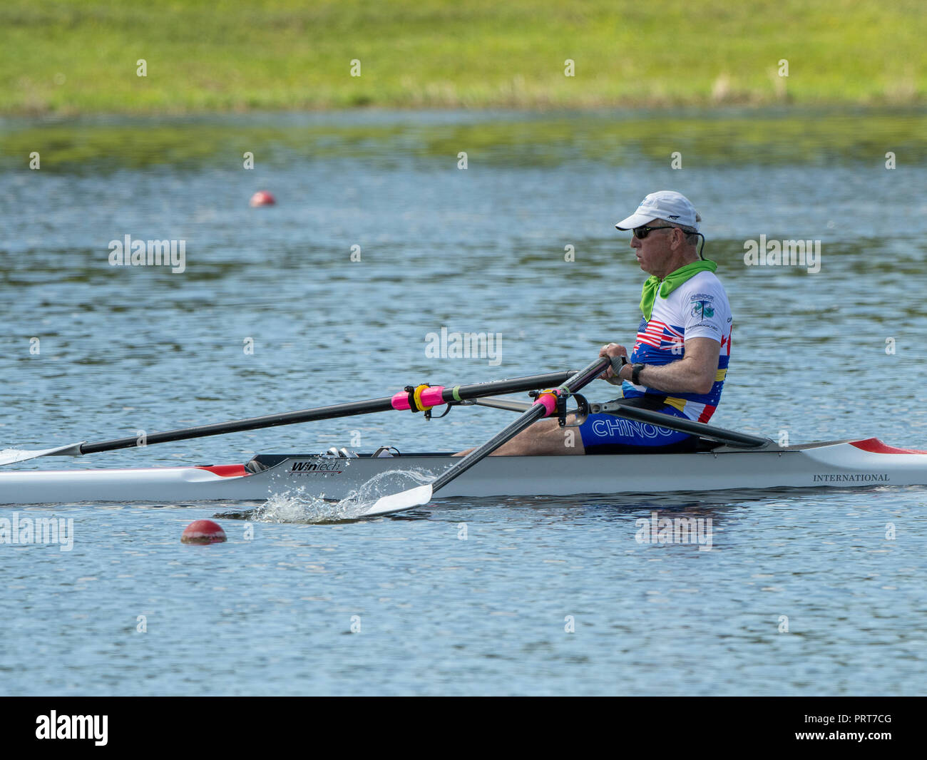 Sarasota, Florida, Stati Uniti d'America il 27 settembre 2018. FISA, STATI UNITI D'AMERICA ., Chinook, Jim Hurd, 1941, Masters World Championships di canottaggio, Nathan Benderson Park. © Pete Foto Stock