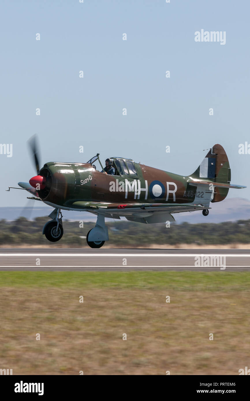 Ex Royal Australian Air Force (RAAF) Commonwealth Aircraft Corporation CA-13 Boomerang fighter aircraft VH-MHR. Foto Stock