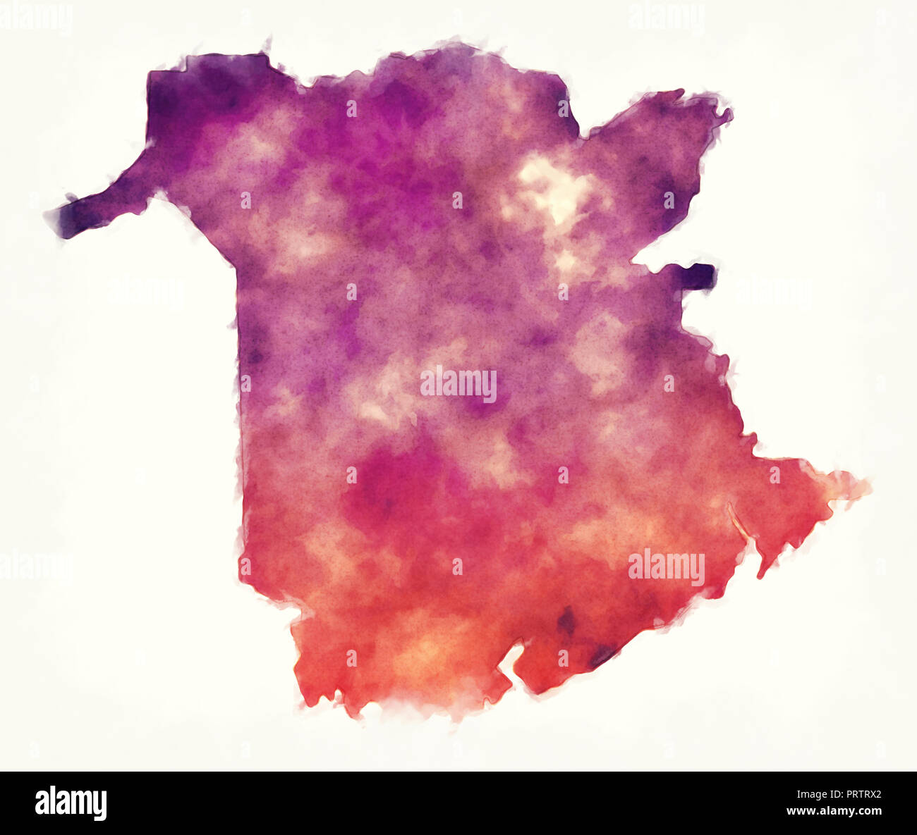 New Brunswick Provincia Mappa acquerello del Canada di fronte a uno sfondo bianco Foto Stock