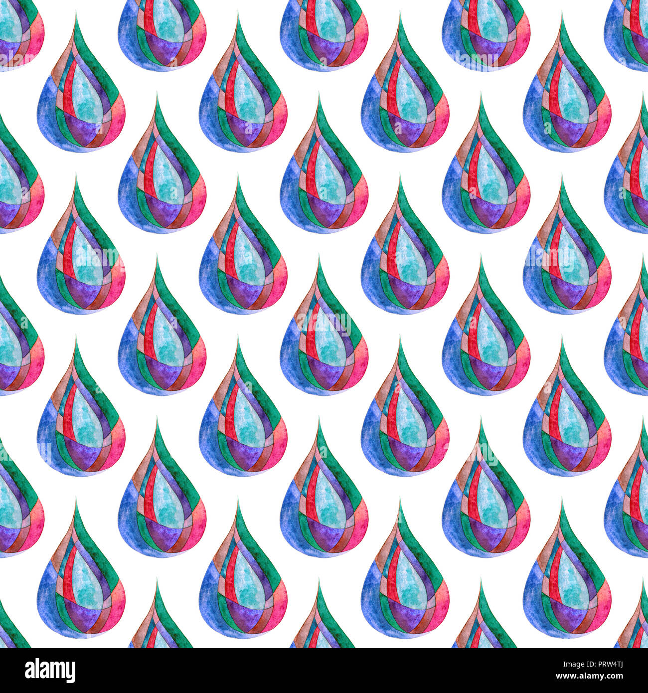 Acquerelli di gocce di pioggia seamless pattern. Dipinto a mano astratto moderno colorato texture di superficie per la progettazione, tessile, la carta di avvolgimento, sfondo, telefono ca Foto Stock