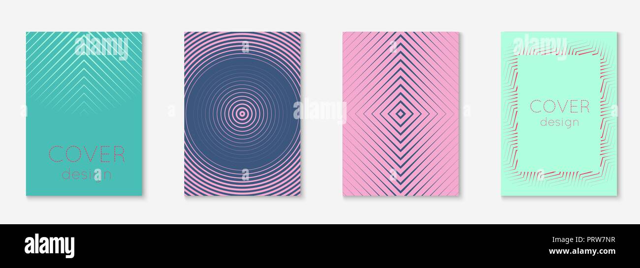 Minimalista modello di copertura impostata con i Gradienti Illustrazione Vettoriale