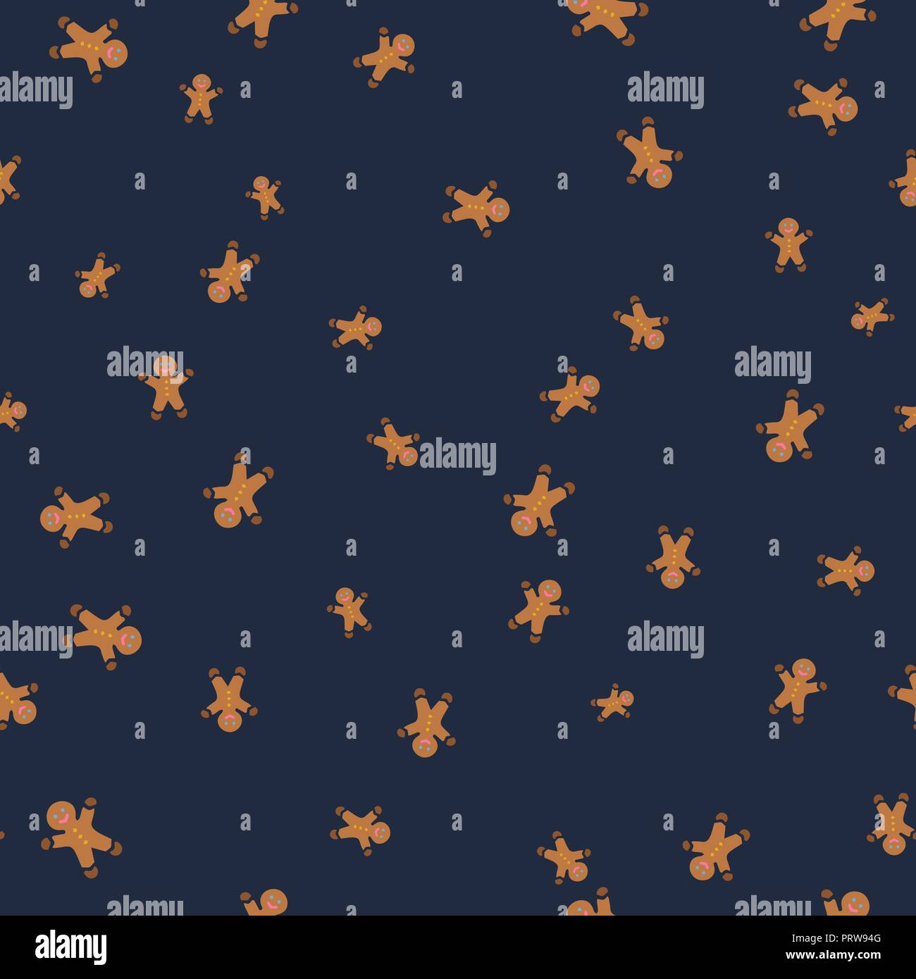 Biscotti a forma di piccoli uomini seamless pattern. Sfondo blu scuro. Illustrazione Vettoriale. Illustrazione Vettoriale