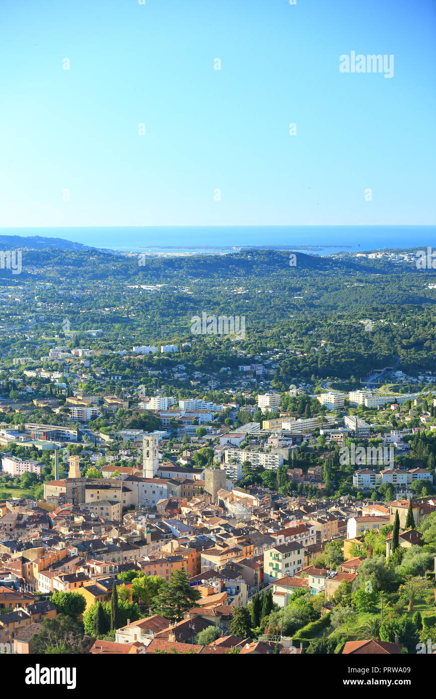 Vista superiore al di sopra di Grasse, Prealpes d'Azur, 06, Alpes-Maritimes, Cote d'azur, PACA, Foto Stock