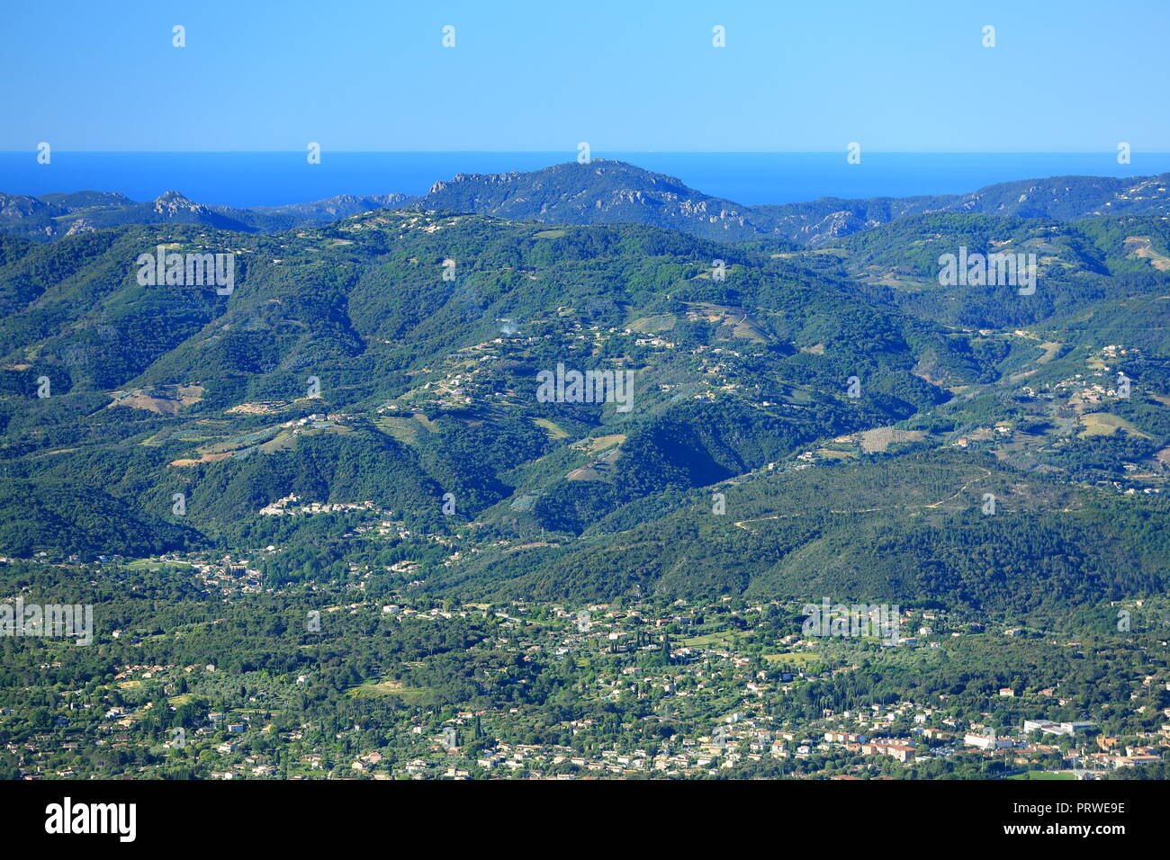 A vista al di sopra del Esterel e valle Siagne, 06, Alpes-Maritimes, Cote d'azur, PACA, Foto Stock