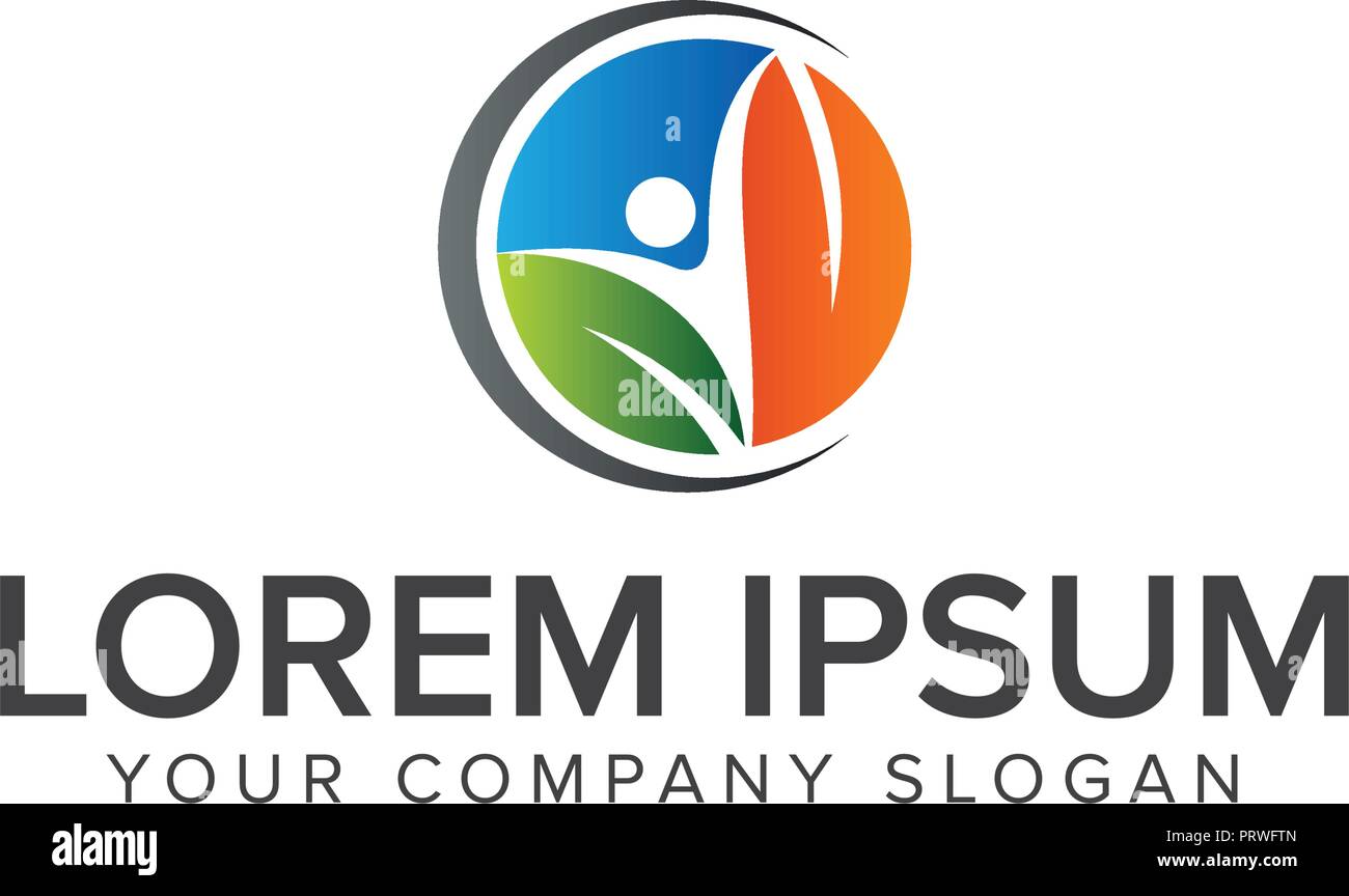 Salutare la gente logo. Medical logo design modello di concetto Illustrazione Vettoriale