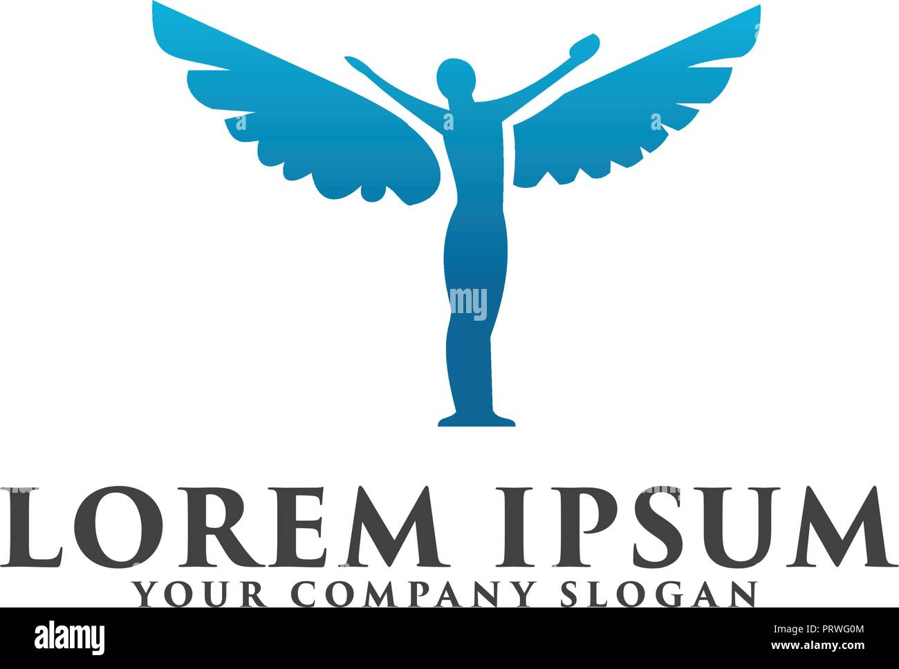 La gente con le ali del logo. E Business Consulting logo design concept modello. Illustrazione Vettoriale