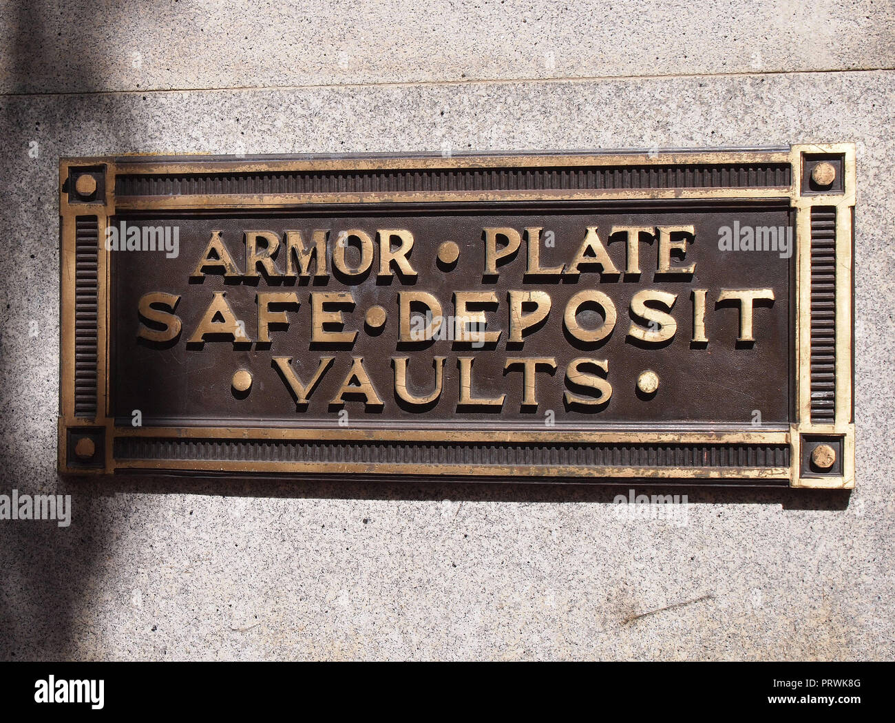 Piastra di armatura per il deposito sicuro segno vaults in San Francisco, California Foto Stock