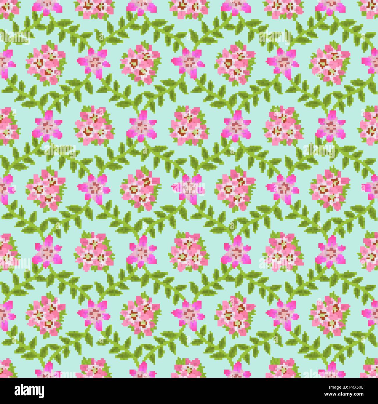 Fiore Seamless pattern luminoso da gigli e rami con foglie. Un estate sfondo da fiori. Illustrazione Vettoriale. Illustrazione Vettoriale