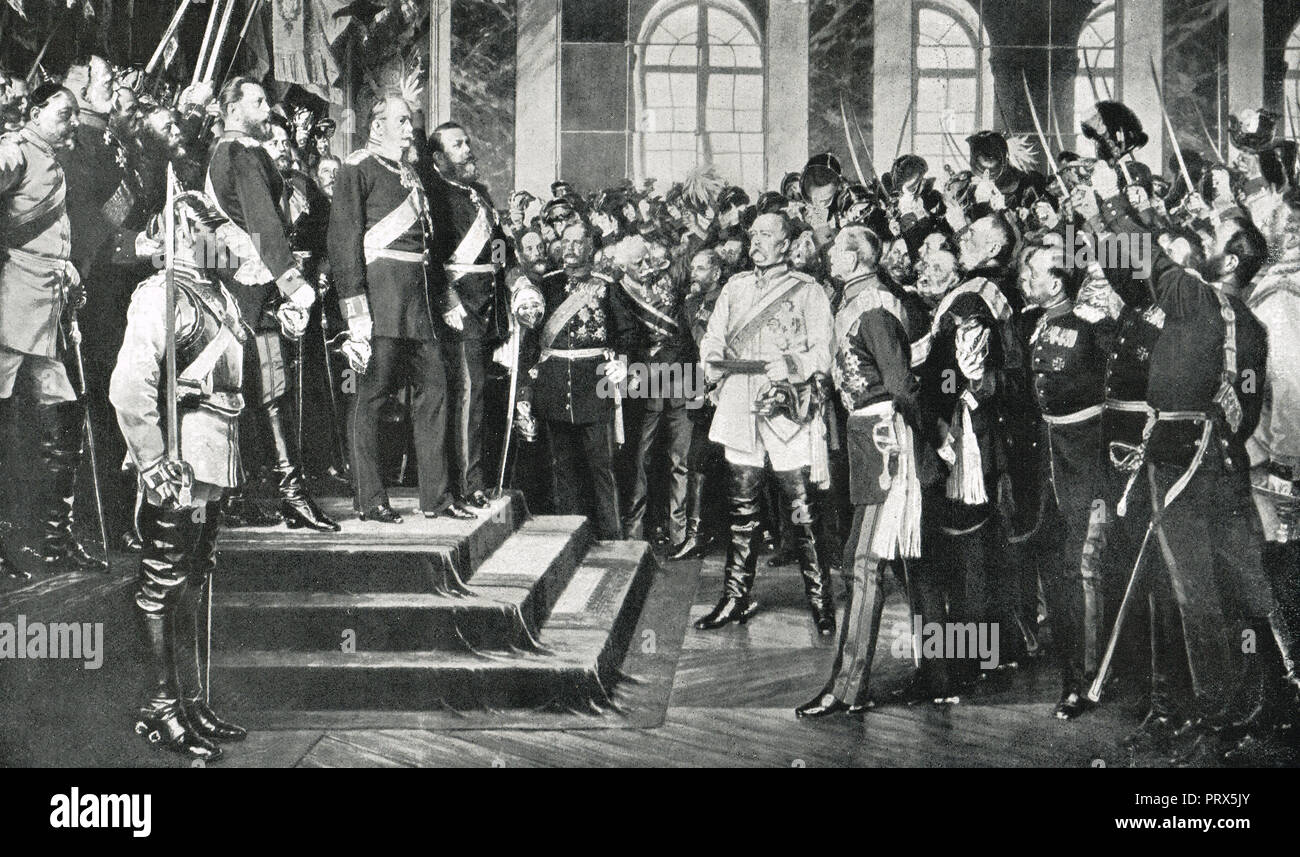Annuncio dell'impero tedesco, Versailles, Francia, 18 Gennaio 1871 Foto Stock