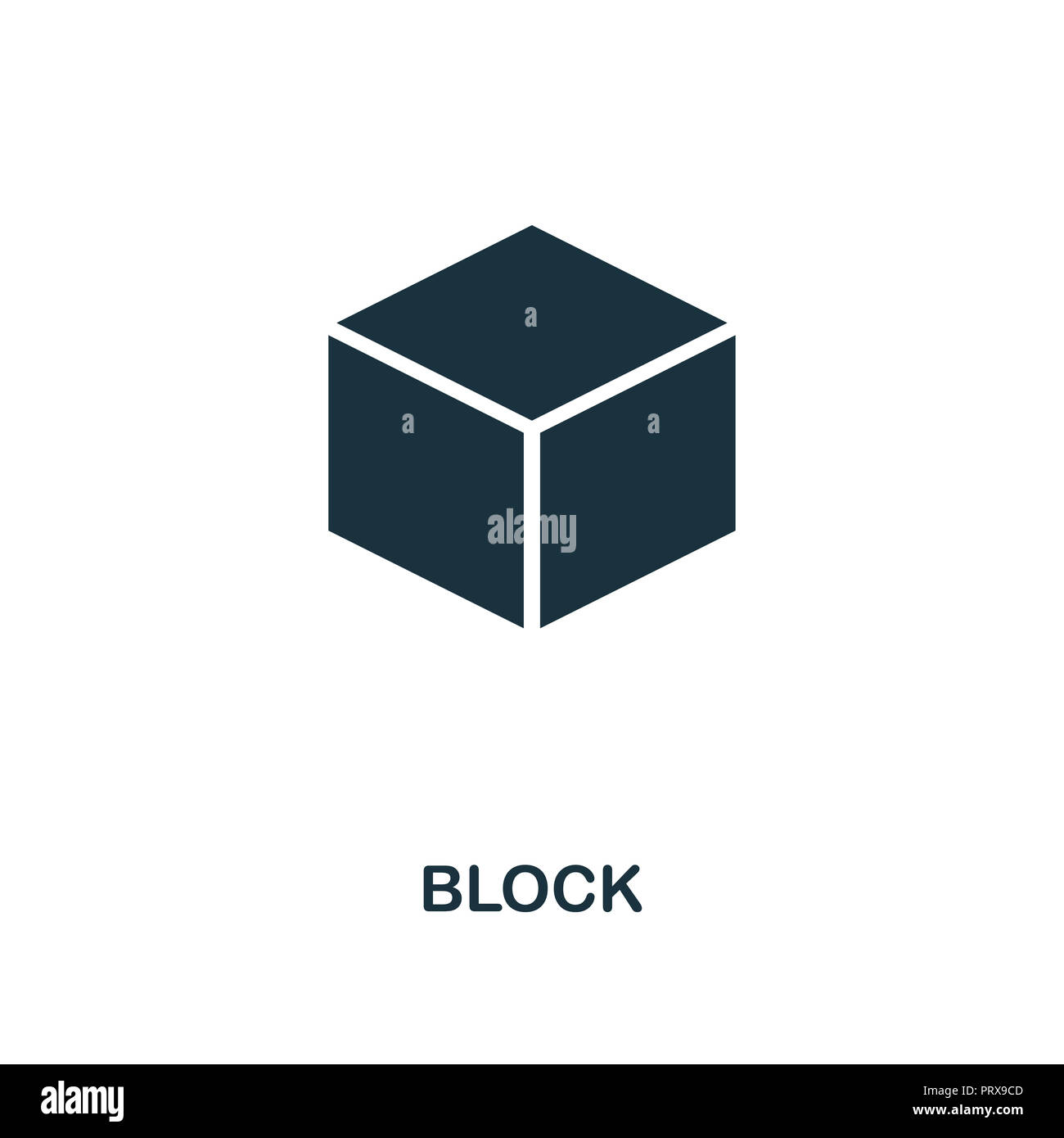 Icona di blocco. Monocromatico design di stile da collezione blockchain. UX e UI. Pixel blocco perfetto icona. Per il web design, applicazioni software, l'utilizzo di stampa. Foto Stock