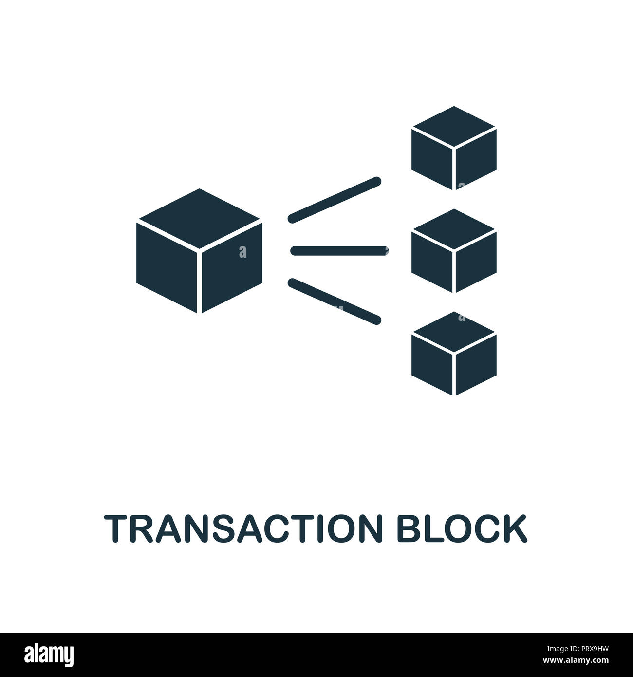 Blocco di transazione icona. Monocromatico design di stile da collezione blockchain. UX e UI. Pixel transazione perfetta icona di blocco. Per il web design, applicazioni sof Foto Stock