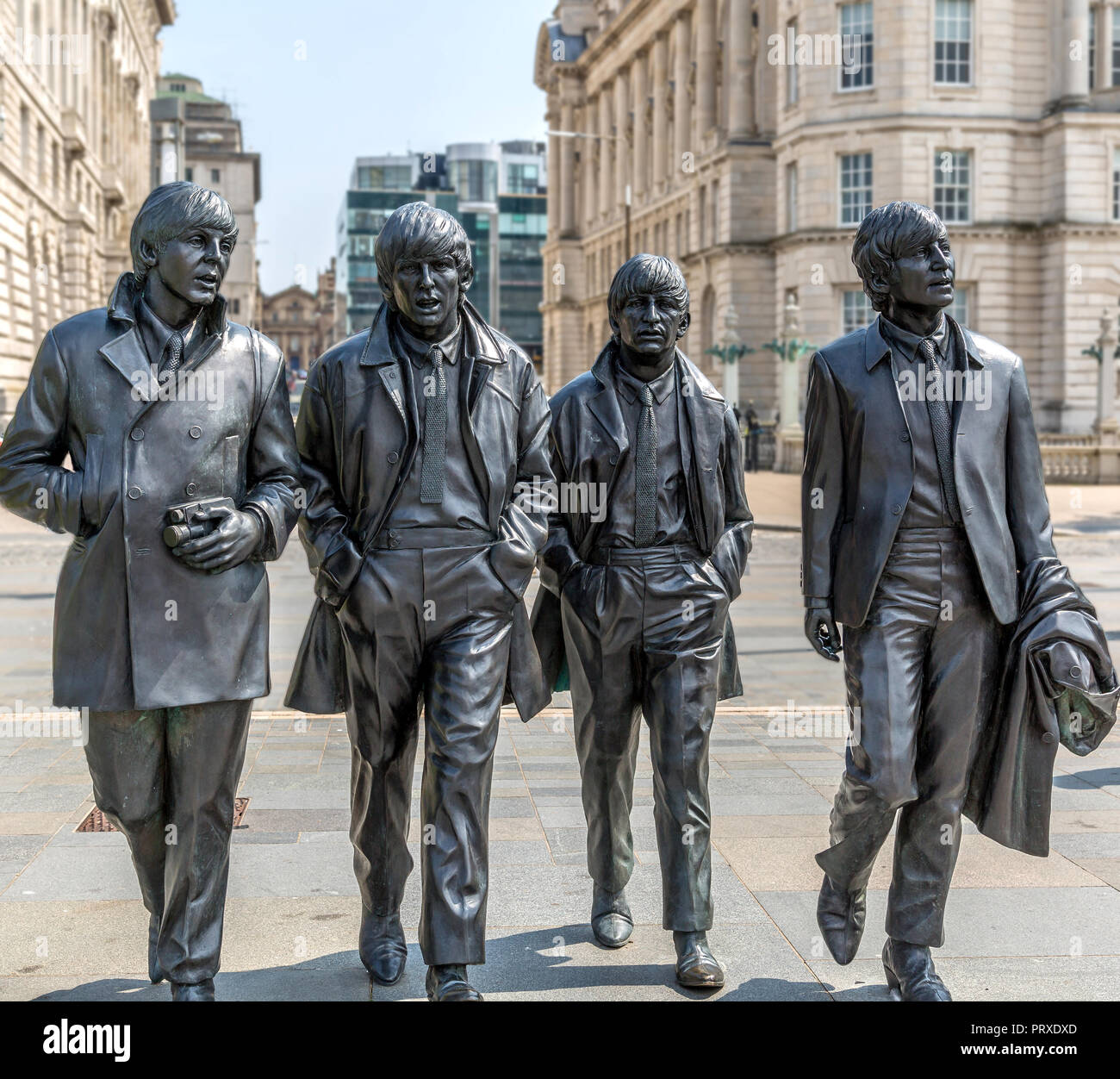 Le statue dei Beatles in Liverpool City Centre. Foto Stock