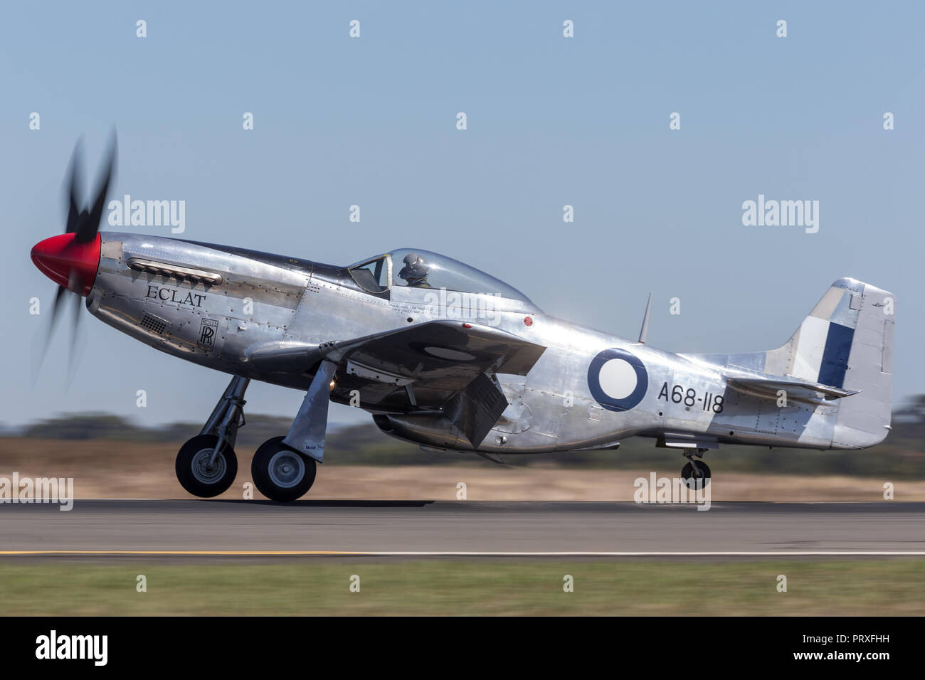 Ex Royal Australian Air Force (RAAF) Commonwealth Aircraft Corporation CA-18 Mustang VH-AGJ (North American P-51D Mustang) la II guerra mondiale fighter pl Foto Stock