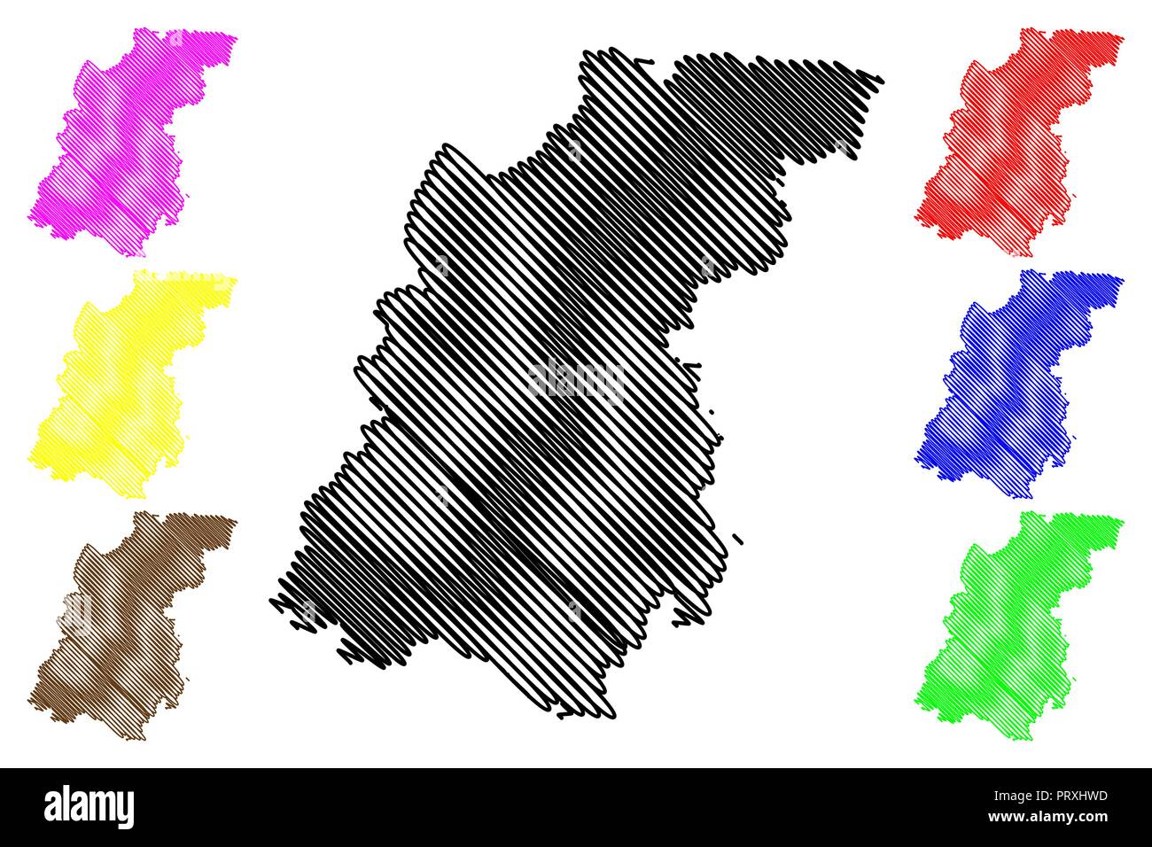 Nizhny Novgorod Oblast (Russia, soggetti della Federazione Russa, Oblasts della Russia) mappa illustrazione vettoriale, scribble sketch Oblast Nizhegorod (Gor Illustrazione Vettoriale