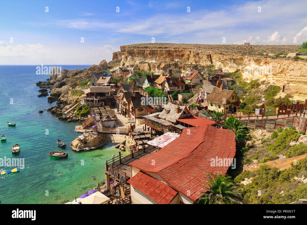 Popeye Village, Malta Foto Stock