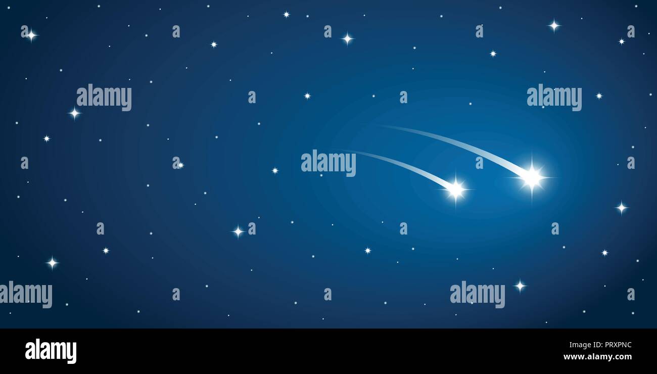 Due stelle cadenti nel cielo stellato illustrazione vettoriale EPS10 Illustrazione Vettoriale