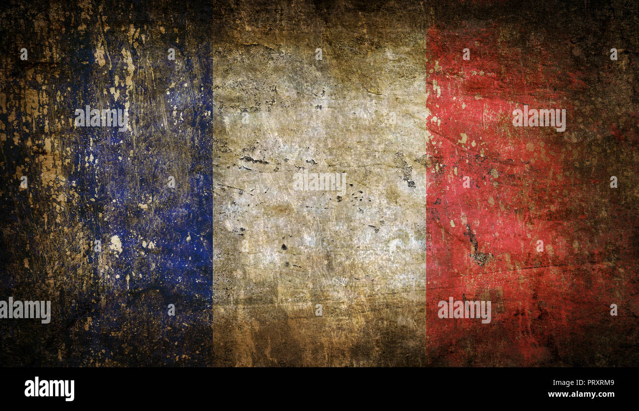 Il vecchio grunge bandiera della Francia Foto Stock