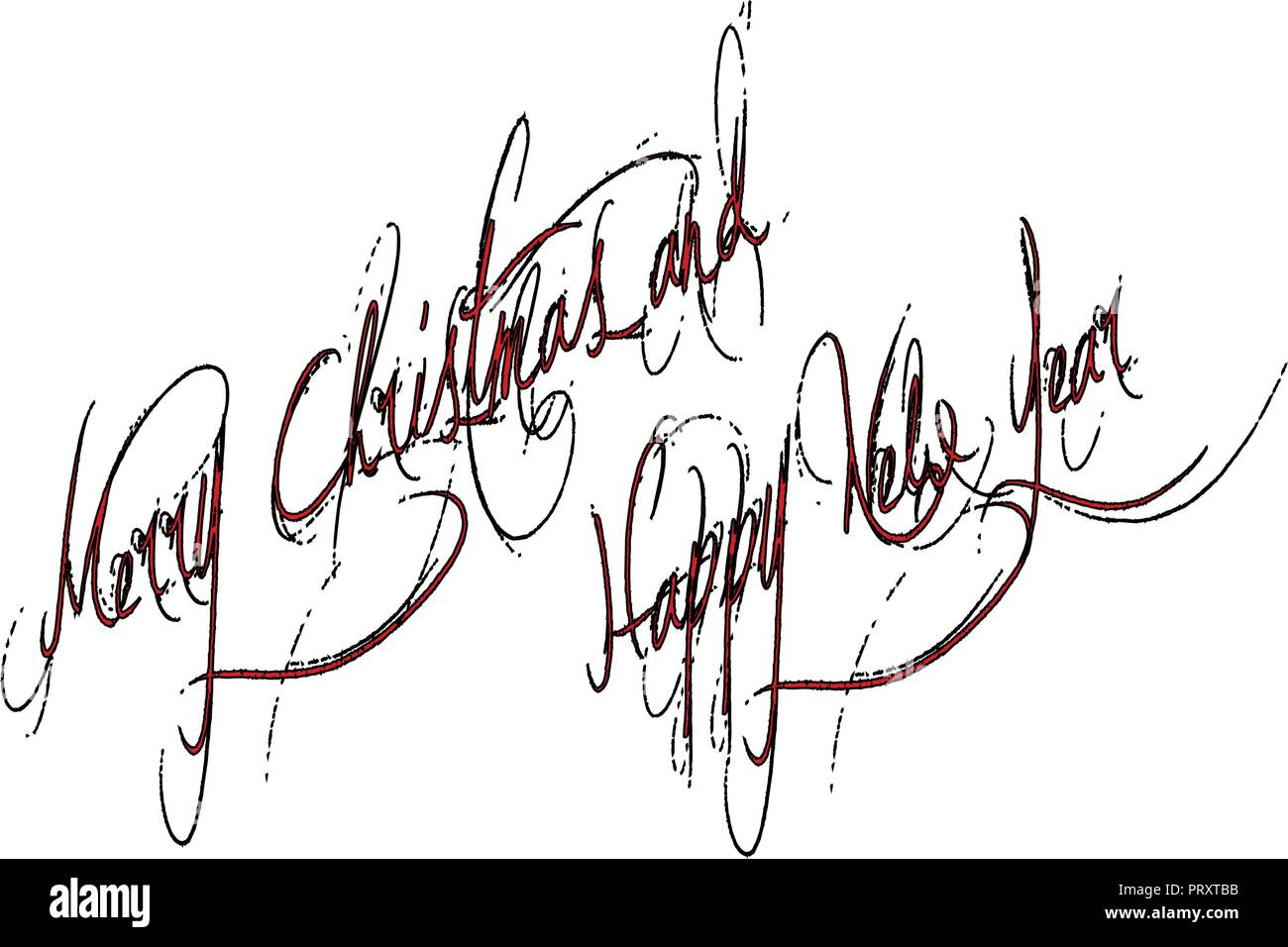 Buon Natale e felice anno nuovo segno di testo figura su uno sfondo bianco Illustrazione Vettoriale