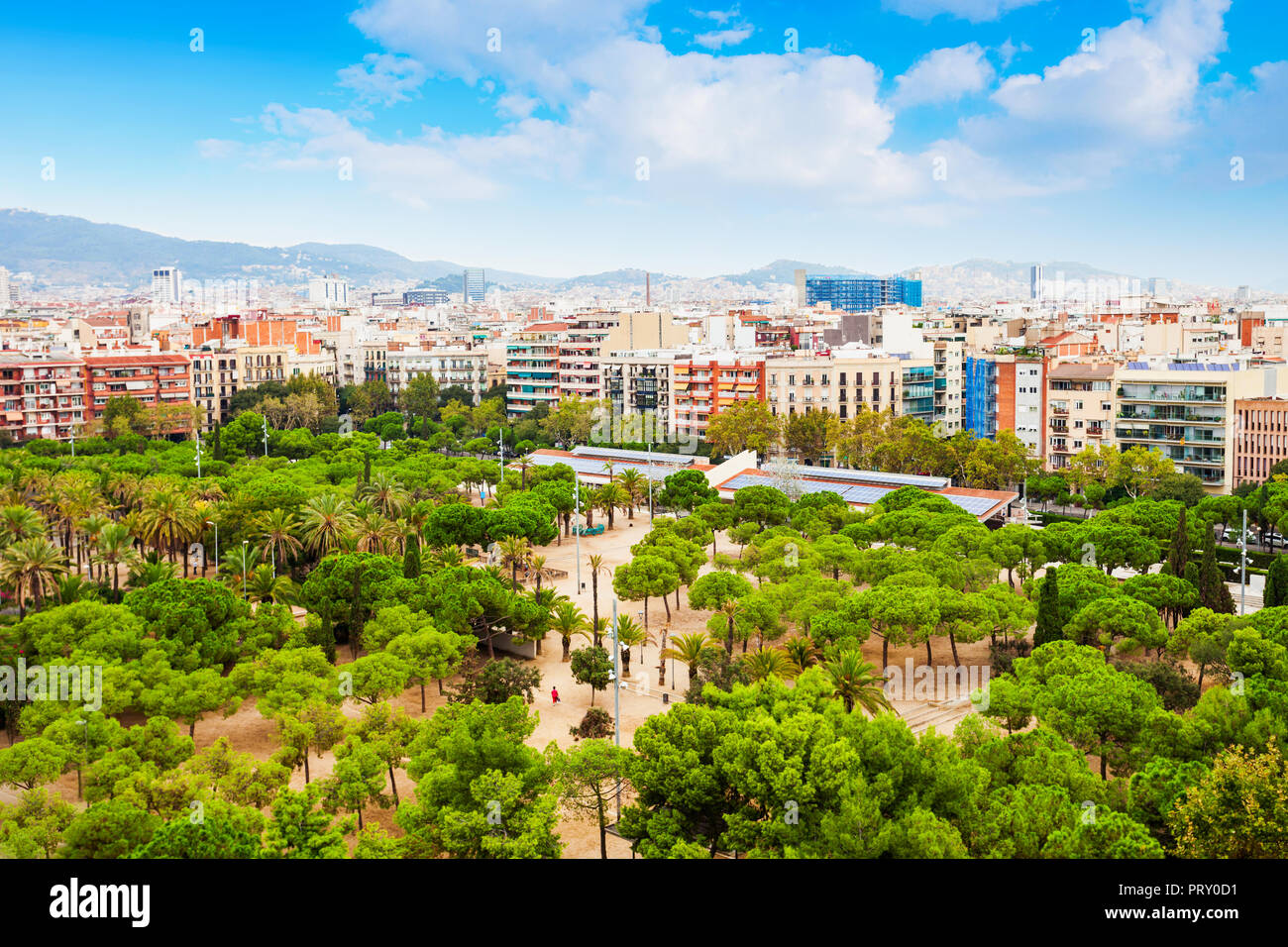 Antenna di Barcellona vista panoramica. Barcellona è la capitale e la più grande città della Catalogna in Spagna. Foto Stock