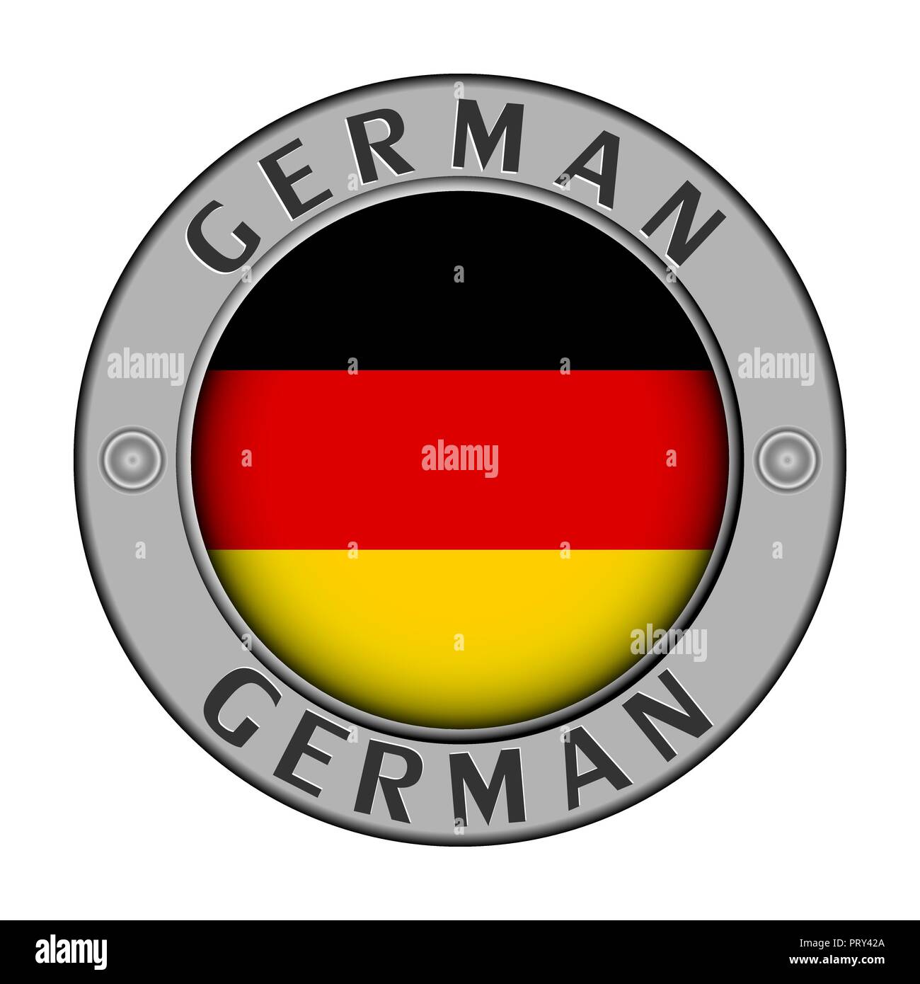 Rotondo di metallo medaglione con il nome del paese in Germania e un indicatore rotondo nel centro Illustrazione Vettoriale