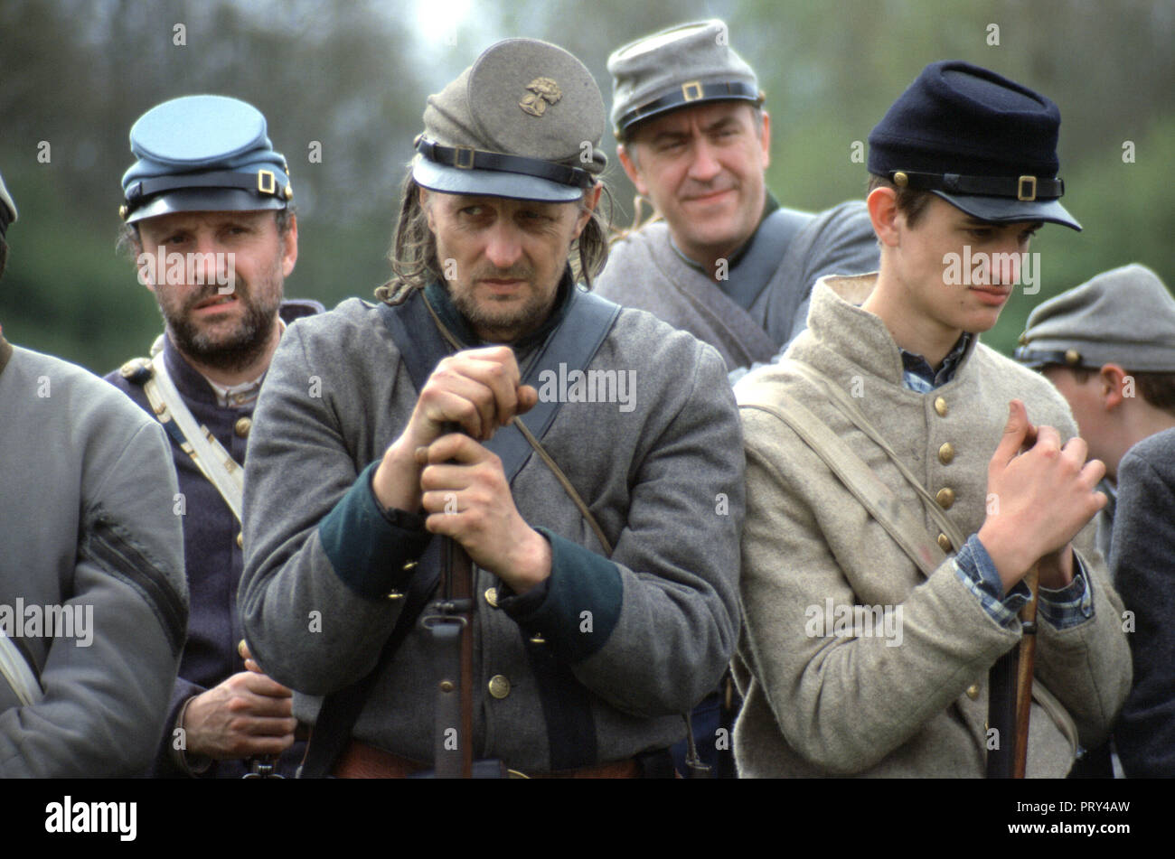 I soldati confederati (Reenactors) Foto Stock