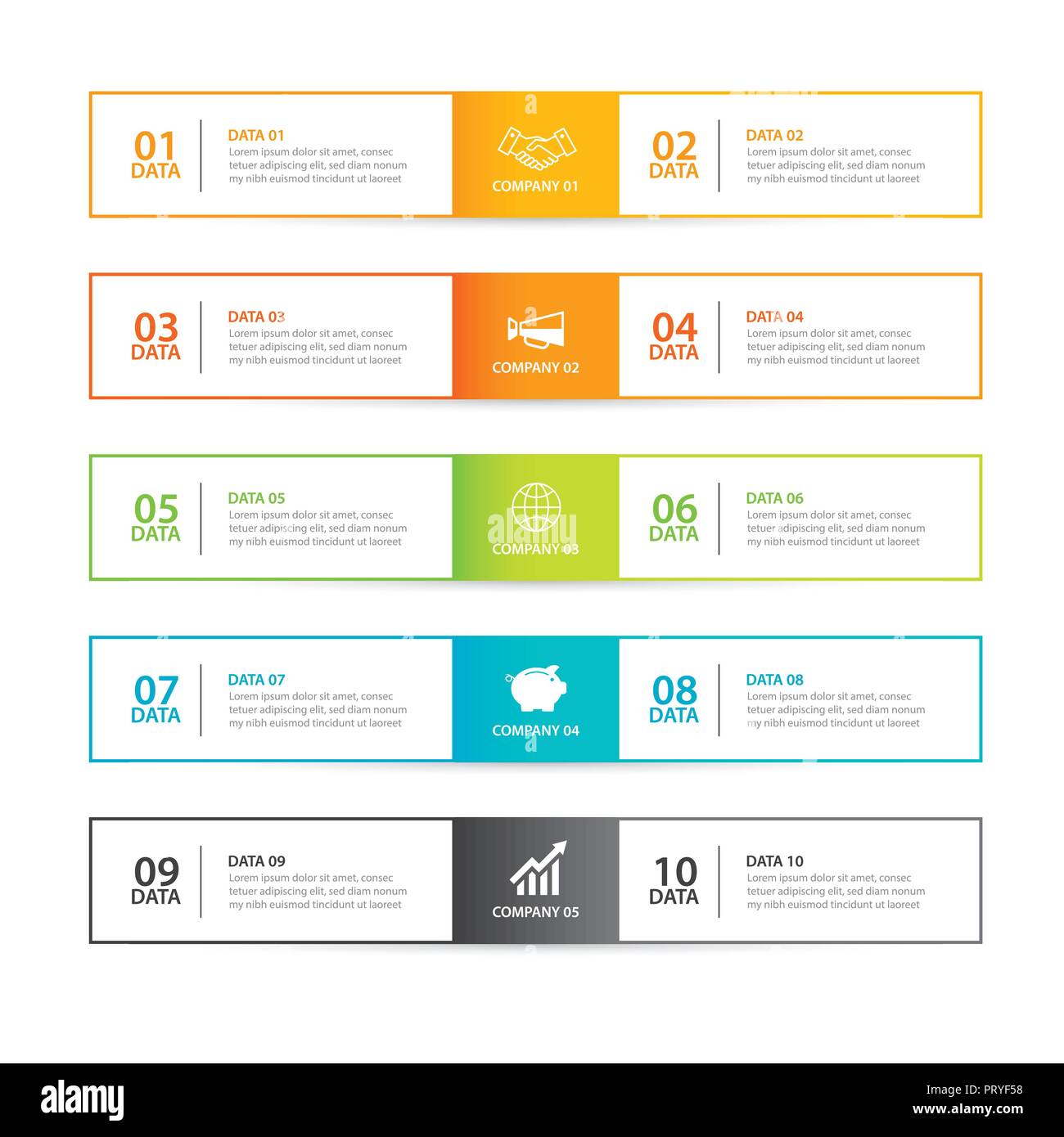 Scheda Infographics in orizzontale la linea sottile con indice 10 modello di dati. Illustrazione Vettoriale sfondo astratto. Può essere utilizzato per il layout di flusso di lavoro, busine Illustrazione Vettoriale