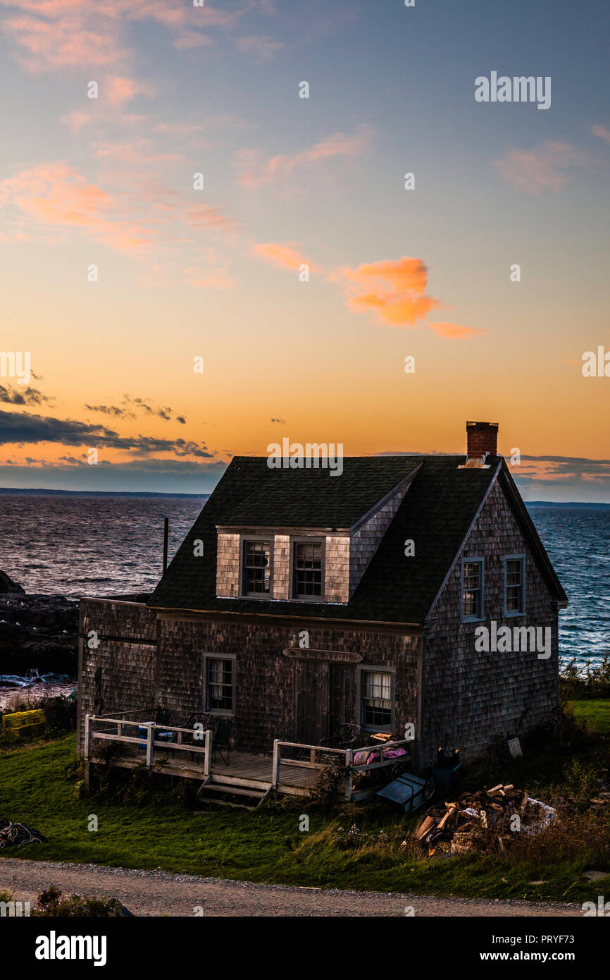 Cottage   Monhegan Island, Maine, Stati Uniti d'America Foto Stock